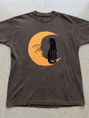 Black Cat Celestial Moon Graphic Tee Shirt Gildan T-Shirt
